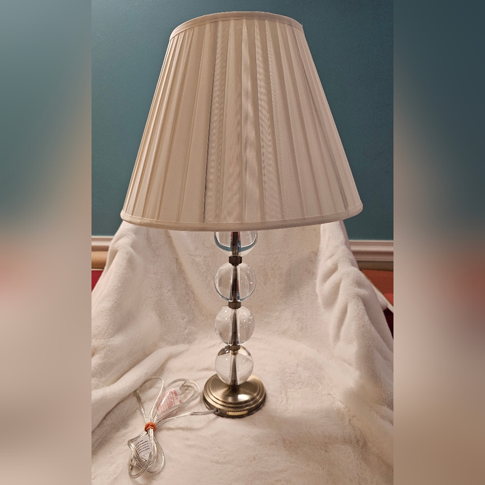 Ralph Lauren Stacked Ball Lamp with Crystal Spheres And Original Shade